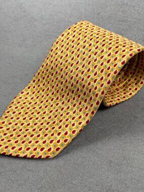 Dunhill Silk Paisley Geometric Tie Yellow Red Blue Men's